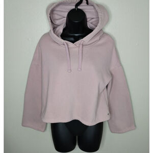 Fabletics Women's XXS Hoodie Oversized Cropped Pullover Pink Gym Yoga